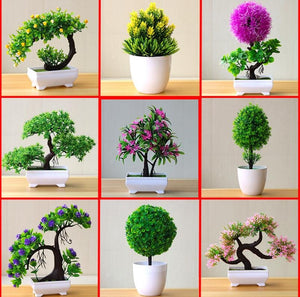 VOSAREA Planta artificial en maceta, pequeña en maceta, bonsái realista con  maceta, plantas falsas en maceta, mini flores artificiales en maceta